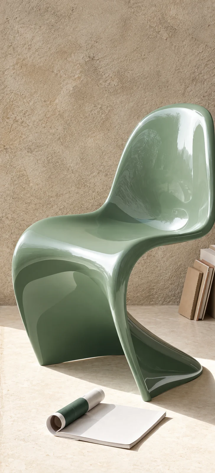 Sedia verde lucida dal design moderno